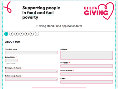 Utilita Online application form