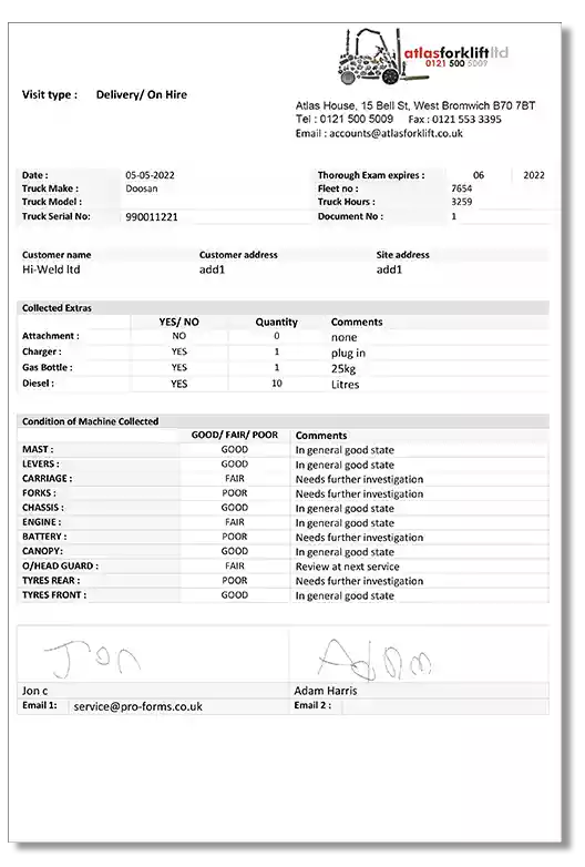 Example form Layout in PDF