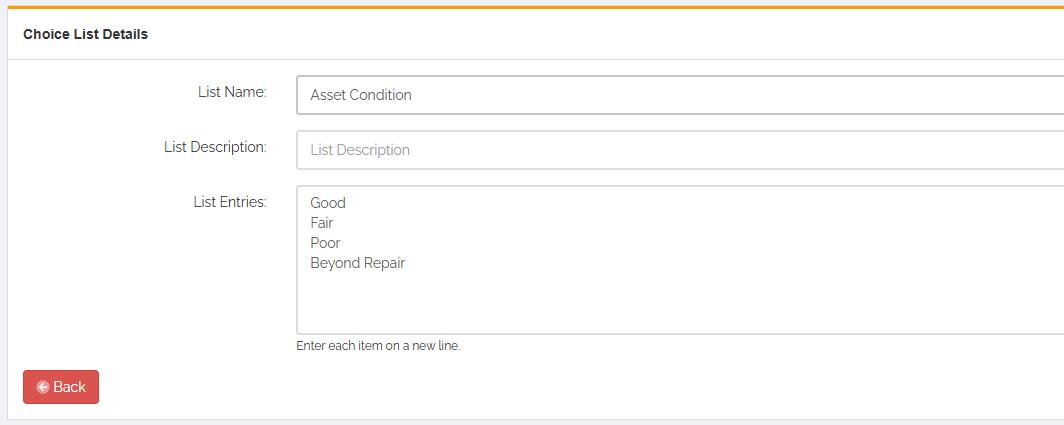 Choice List answer example
