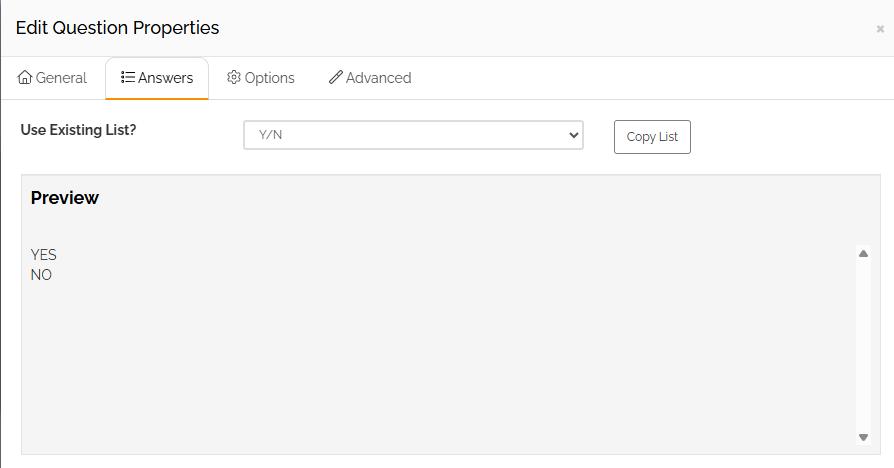 Answers tab in Form Build