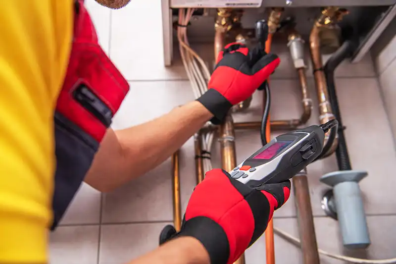 Flue gas analyser test on boiler