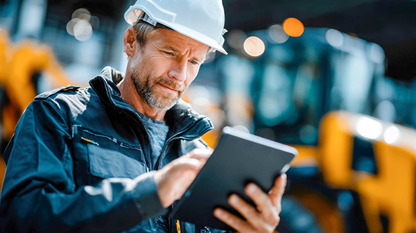 Construction site inspection recorded on a digital inspection checklist