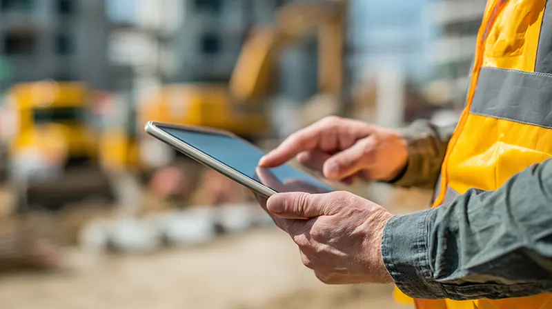 Field engineer using pro-Forms® inspection software on a tablet